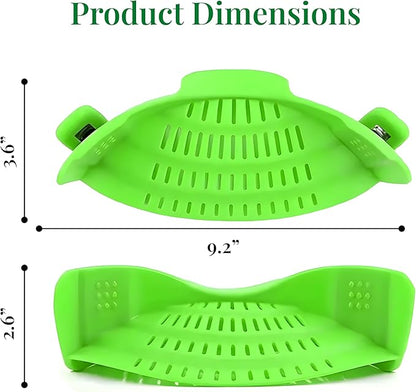 Kitchen Gizmo Snap N' Strain - Collapsible Colander - Clip-On Strainer for Pots and Pans, Cool Kitchen Gadgets - Essential Kitchen Finds and Cooking Tool - Easy to Use, Space-Saving Design, Green