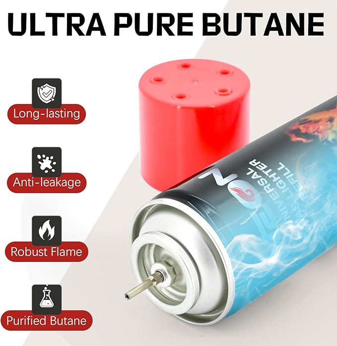 Neon Butane Fuel, 5X Butane Refill 300ml Butane Gas for Lighters, Torch (4)