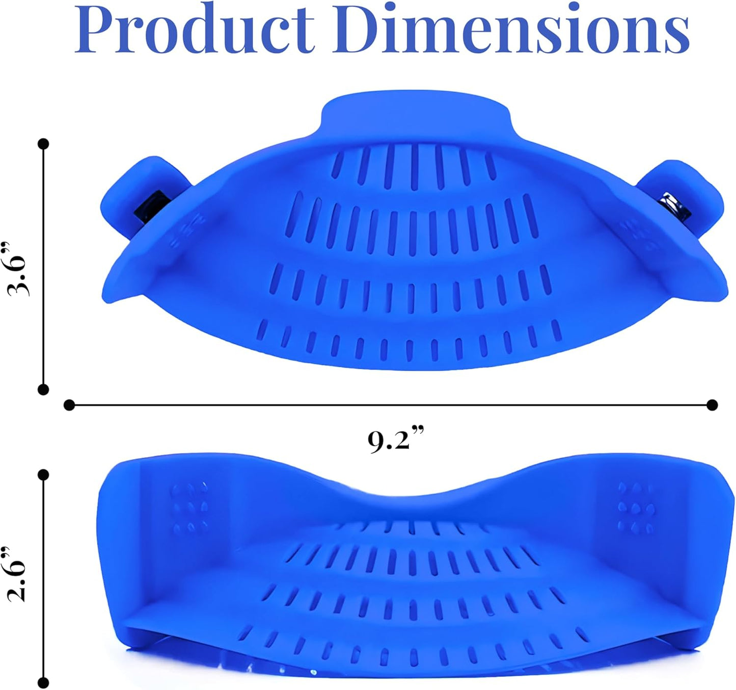 Kitchen Gizmo Snap N' Strain - Silicone Clip-On Strainer for Pots, Pans, and Bowls - Heat-Resistant Kitchen Gadgets, Essential Colander Drainer for Vegetables and Pasta - 7.87x2.76x4.53-Inch (Blue)