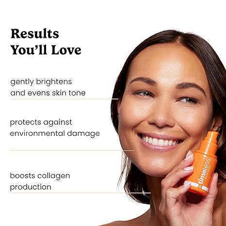Timeless Skin Care Vitamin C Serum with Vitamin E & Ferulic Acid - Brightening Serum - for Oily & Dry Skin - Fragrance-Free - 1 oz