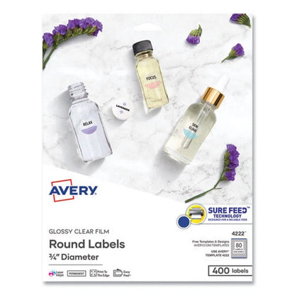 Avery 4222 0.75" Printable Self-Adhesive Perm ID Label w/ Sure Feed (400/Pk) New