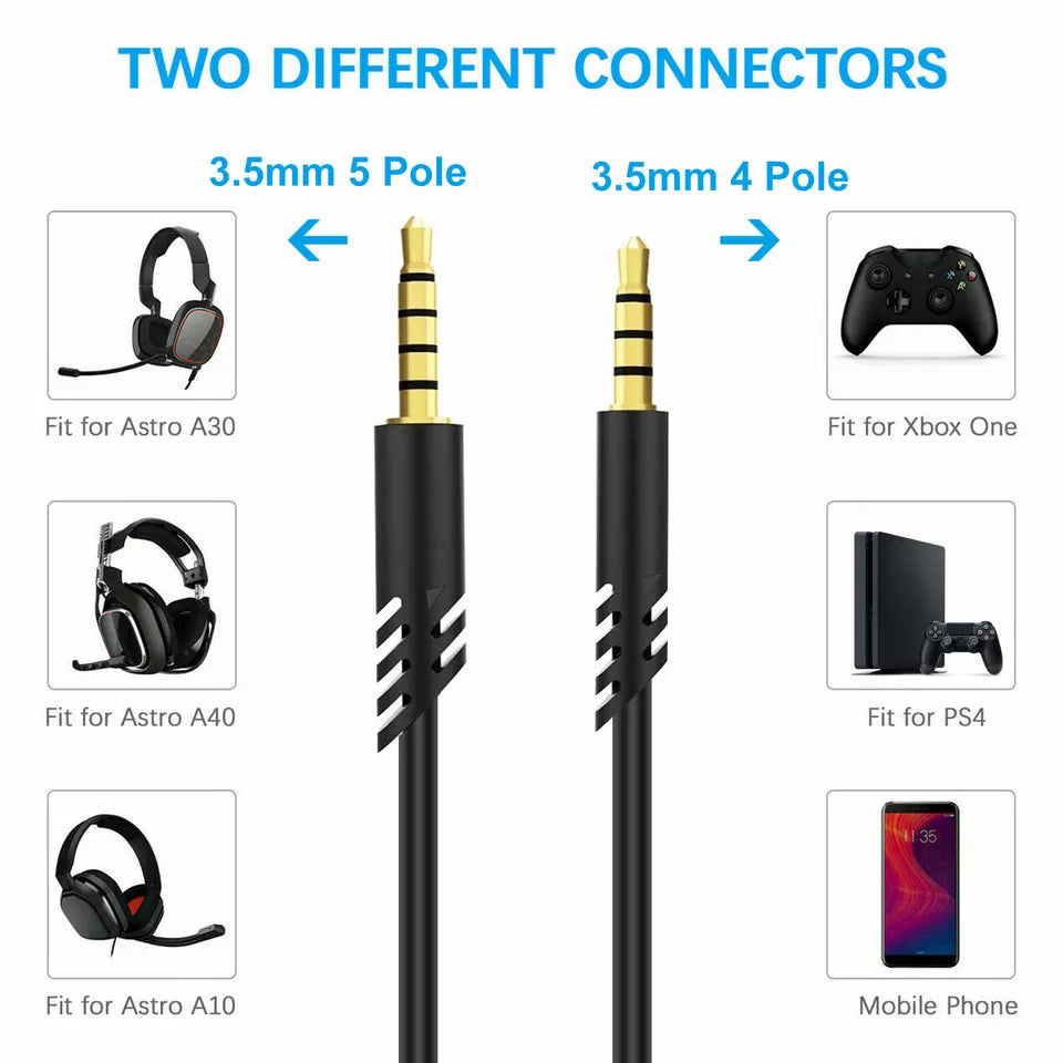 Replacement Audio Cable Cord Volume Control for Astro A10 A40 Gaming Headset Lot